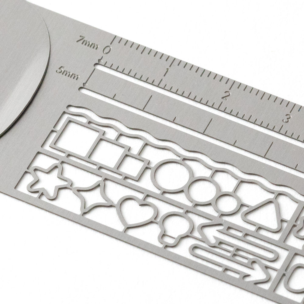 Midori Clip Ruler - Silver - Decorative Stencil
