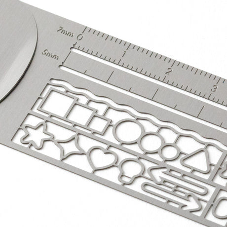 Midori Clip Ruler - Silver - Decorative Stencil