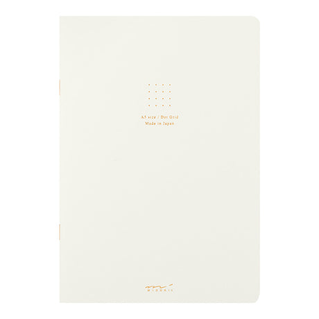 Stitcher-bound notebook for casual&nbsp;use. The inner paper is made of paper that matches the cover, so you can enjoy your favorite paper and pen color combination.

The popular 5mm dot graph inner paper is "MD paper" that is easy to write on regardless of pen. The dot grid serves as a subtle guide when writing letters and illustrations, and makes it easier to apply stickers and photos neatly.

A&nbsp;calm design that is easy for adults to hold.&nbsp;The&nbsp;dull color cover has a discreet foil stamping p