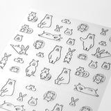 The "Talking Forest Animal Pattern" is a slightly surreal design featuring forest animals such as bears and rabbits drawn with a loose touch. You can express your mood of the day with the unique expressions of the cute forest animals.