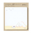A dog sticky paper drawn by the popular illustrator, Kanatsumi Terao.
In a space where you can write a lot, you can write neatly with a dot square. You can use it while being soothed by the gentle atmosphere drawn with a rainbow-colored main line and the cute illustration of a dog with white drooping ears with a colon and rounded ears looking into the table.

You can use it as a memo in the margins of your notebook, or add it to a small everyday scene such as a gift or a message at work, it will be a wonder