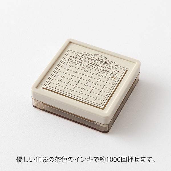 Midori - Pre-inked Stamp Soft Color Calendar



&nbsp;This is a brown ink (soft color type) that blends well with the colors and decorations of writing instruments. This is a permeable stamp type that allows you to stamp fine patterns beautifully, color over it, or write records and messages. This is a Monday-start format calendar that lets you write your own date or color it for fun.

&nbsp;Since it uses oil-based ink, it won't bleed even when you paint over the stamp with a water-based marker. You can sta