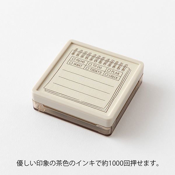 Midori - Pre-inked Stamp Soft Color Memo Pattern



&nbsp;This is a brown ink (soft color type) that blends well with the colors and decorations of writing instruments. By checking the Memo Pattern section, you can switch between six purposes: MEMO, TODO, PLAN, WANT, TODAY'S, and CHECK. Since it uses oil-based ink, it won't bleed even when you paint over the stamp with a water-based marker. You can stamp it on notebooks, diaries, or sticky notes, color it to your liking, and enjoy decorating it yourself.