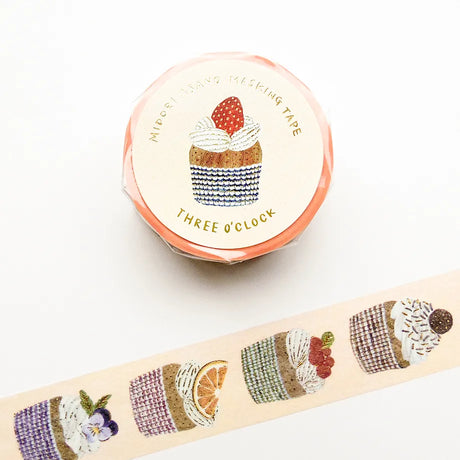 Cozyca Products - Midori Asano Washi Tape - THREE O' CLOCK

Washi tape by illustrator Midori Asano. During snack time at 3 o'clock, there are a lot of cute cupcakes. They all look very delicious! It has a stylish design with a subtly sprinkled gold foil stamping.

20mm wide x 5m long