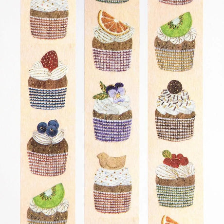 Cozyca Products - Midori Asano Washi Tape - THREE O' CLOCK

Washi tape by illustrator Midori Asano. During snack time at 3 o'clock, there are a lot of cute cupcakes. They all look very delicious! It has a stylish design with a subtly sprinkled gold foil stamping.

20mm wide x 5m long