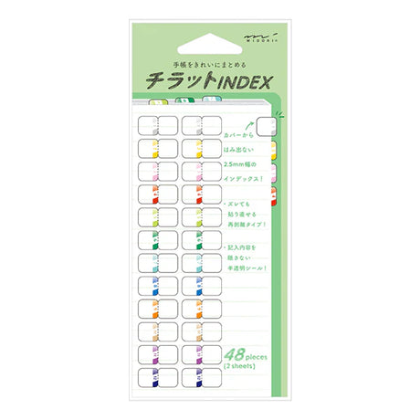 Midori Chiratto Index Labels: Numbers 48pc / 2 sheets