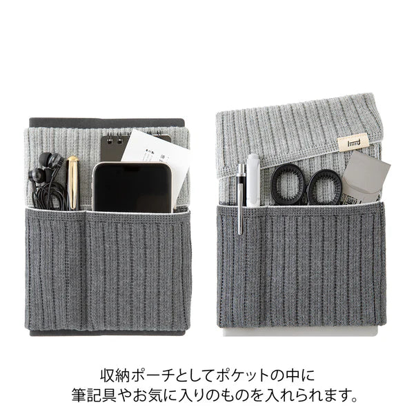 Midori Haramaki Knitted Notebook Cover - Two-Tone Gray