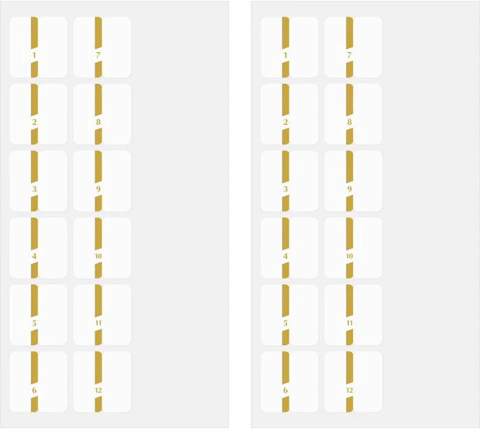 Midori Chiratto Index Tab Labels - Number Gold