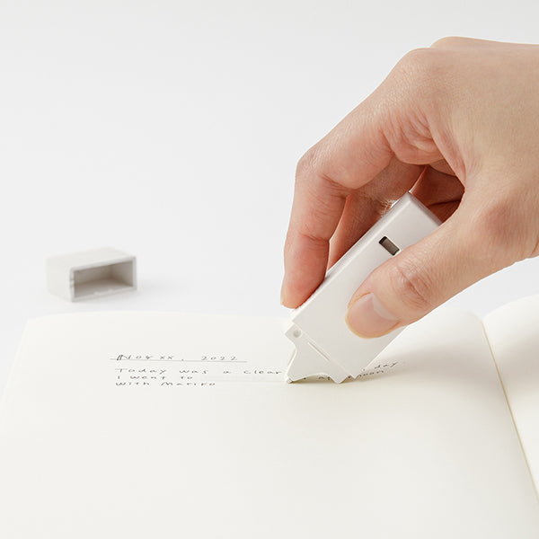 Midori MD White Correction Tape 6mm
The tape is "white" to match white paper and is generally "6mm wide" for horizontal border notebooks, which is commonly referred to as A-borders.