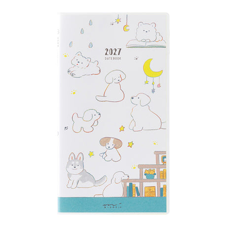 With the theme of "A Year Living with Dogs," the 2027 edition features a design that lets you fully enjoy the world of each page along with the seasonal colors, from everyday scenes to those slightly removed from the everyday world. We focused on a layout where the illustration of the dog, drawn in vivid colors and rainbow-colored main lines, spreads across the entire page.



A Colorful&nbsp;Diary of Dogs: We have invited the popular illustrator 'Kanatsumi Terao' to vividly depict adorable dogs of all bree