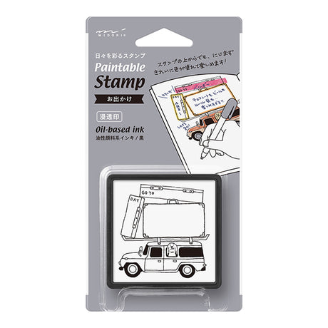 This is an ink-penetrating stamp that can beautifully print even fine patterns, and can be painted over or used to write records or messages. It is a stacking type that can be stored by stacking. It is a square shape that is easy to press, and can be pressed approximately 1,000 times.&nbsp;

The ink is oil-based, so even if you paint over the stamp with a water-based marker, the ink will not bleed. You can use it to stamp notebooks, diaries, and sticky notes, color it to your liking, and enjoy decorating it