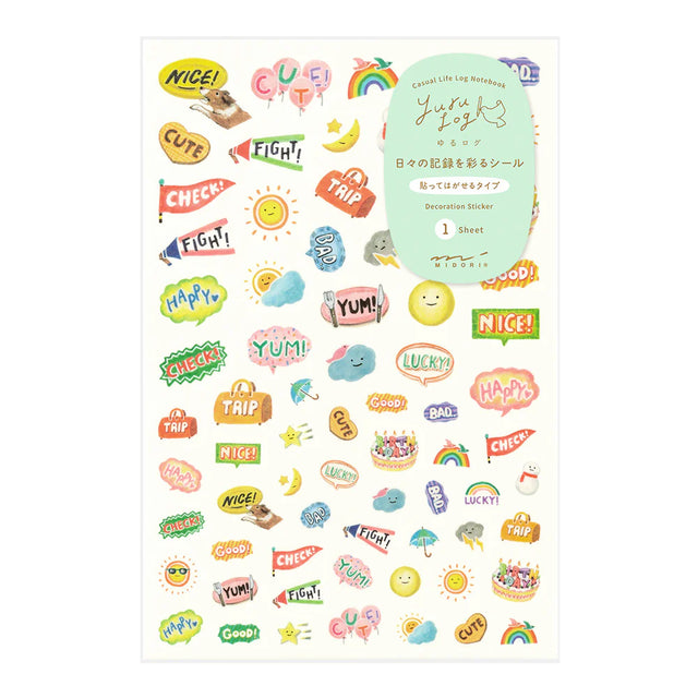 Midori Yuru Log 1 Sticker Sheet - Feeling