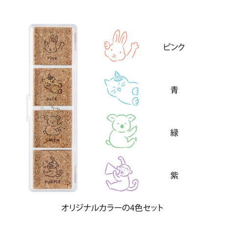 Midori Yuru Log Pre-inked Stamp - Animal Poses