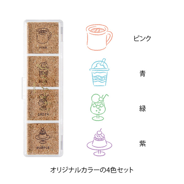 Midori Yuru Log Pre-inked Stamp - Cafe Pattern