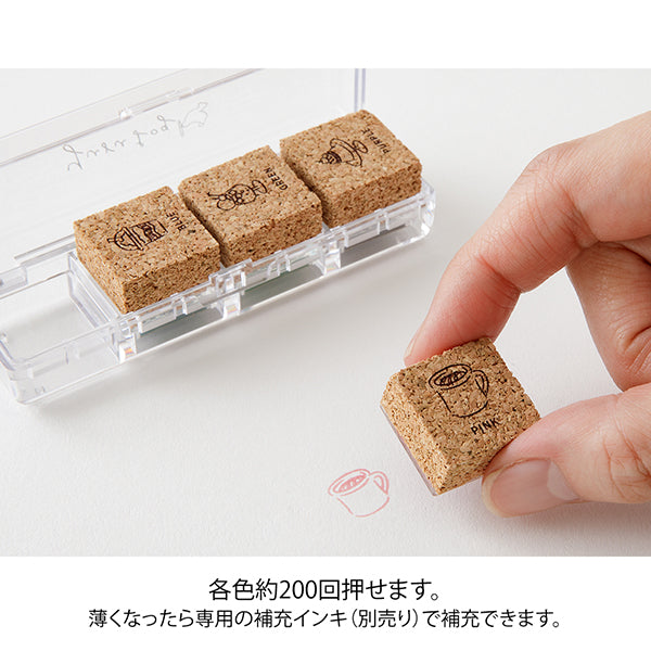 Midori Yuru Log Pre-inked Stamp - Cafe Pattern