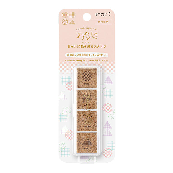 Midori Yuru Log Pre-inked Stamp - Geometric Pattern