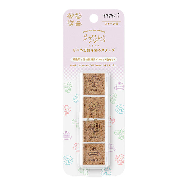 Midori Yuru Log Pre-inked Stamp - Sweets Pattern