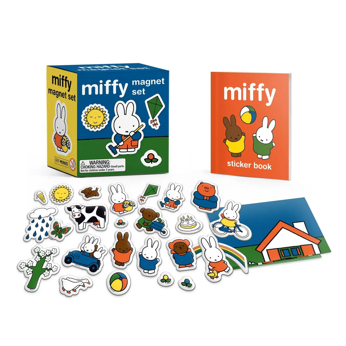 Display Miffy and her friends on any magnetic surface with this officially licensed super-cute magnet set.

Specifications:

25 full-color magnets featuring Miffy, Melanie, Boris Bear, Poppy Pig, and more, as well as a 2-sided illustrated backdrop to build your favorite scenes
Illustrated sticker book included: 16-page mini sticker book featuring Miffy and her friends
Fun size: Small size allows for fun anytime, anywhere, on any magnetic surface
Perfect gift: A must-have gift for fans of Miffy
Officially li