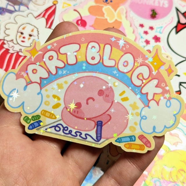 These art block-inspired sparkle stickers are perfect for decorating your sketchbook cover, laptop, phone case, skateboard, and more!