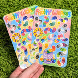 ❤ Fruity Worms Sparkly Pride Sticker Sheet ❤

♡ These worms are perfect for decorating your sketchbook cover, laptop, phone case, skateboard, and more!