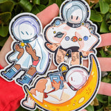 ❤ Glow in the Space Ghost Stickers ❤

♡ These glow in the dark space ghostie stickers are perfect for decorating your sketchbook cover, laptop, phone case, skateboard, and more!