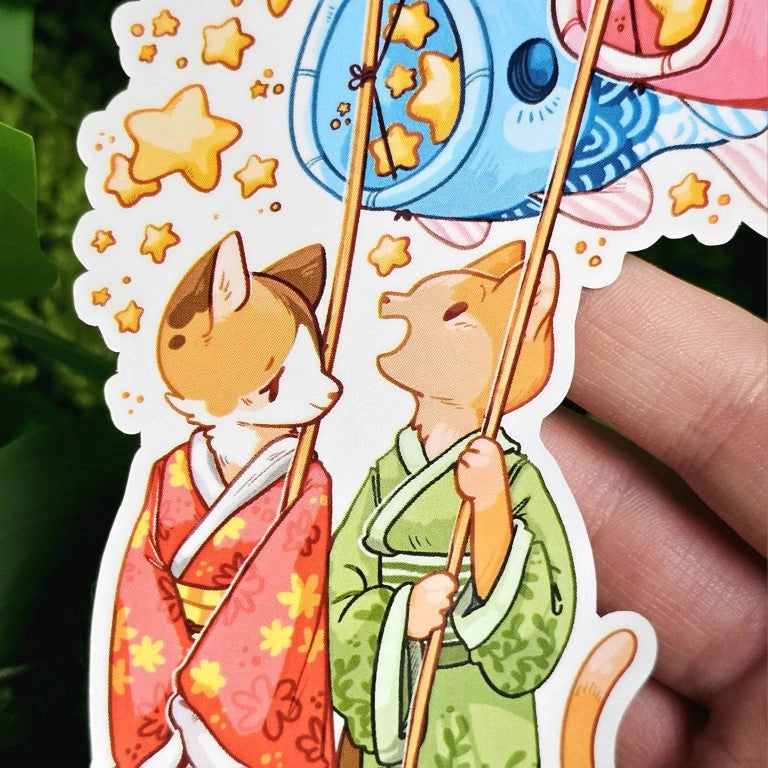 ♡ Bright kites in the wind, a summer walk with a friend, purrs of contentment.

These adorable stickers are perfect for decorating your sketchbook cover, laptop, phone case, skateboard, or including in your sticker book!