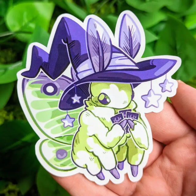 ❤ Moth Witch Stickers ❤

These cute little witches are brewing up fun!
These magic stickers are perfect for decorating your sketchbook cover, laptop, phone case, skateboard, and more!

____________

Size: -&nbsp;3.5x3"
Materials: Laminated Waterproof/Weatherproof Material