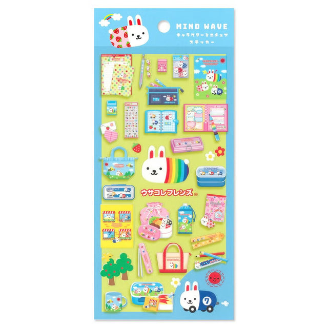 A sticker sheet that features original Mind Wave characters in miniature sized stickers themed around Heisei retro is here to bring you whimsy and nostalgia! The plump form and childlike humorous expression will bring you back in time by adding a bright and colorful addition to your pages.