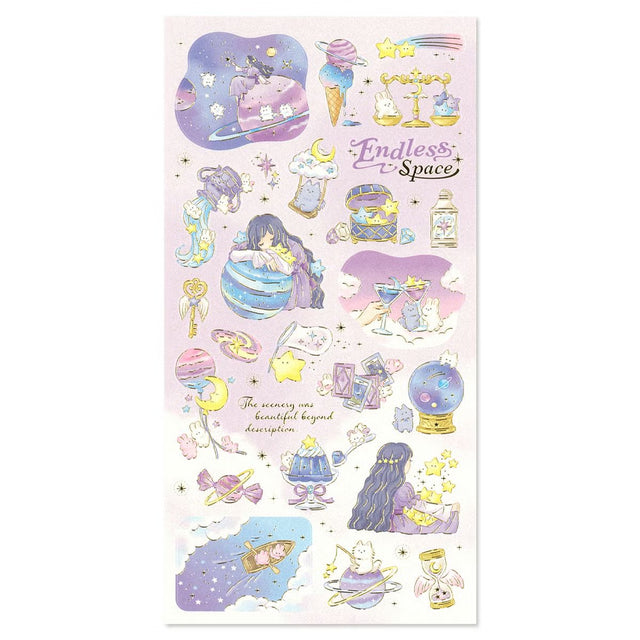 This series is filled with wishes to make your everyday life more wonderful so you can stay cute. The stickers use elegant lustrous pearl paper, finished with delicate gold foil stamping throughout.

• This package includes 1&nbsp;sheet of sticker
• Material: Paper
• Package measures approx. 7" x 3.5"
• Made in Japan