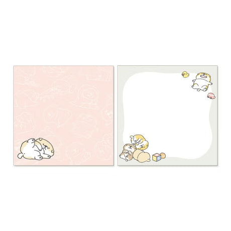 Mind Wave Memo Pad - Shibaban Daily Life

A square memo pad featuring cute illustrations of shiba inus! Great for writing small notes and for various occasions.

Specifications: H105×110×D13mm
Material: Fine paper / 2 handles× 60 sheets each (120 sheets in total)
