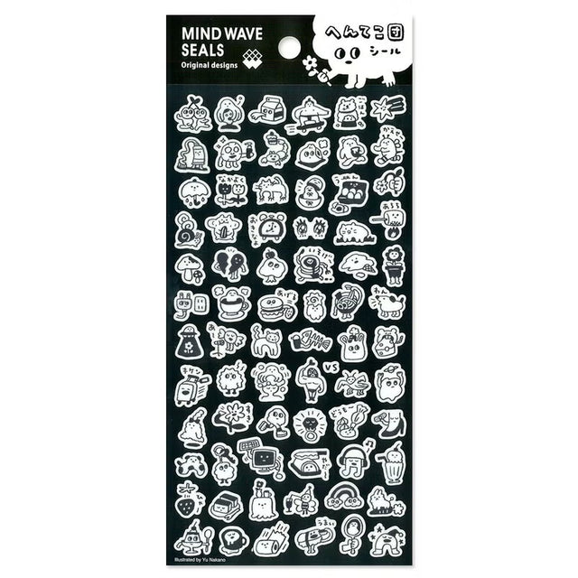 Mini-sized stickers featuring monochrome doodles new characters! You are sure to find your favorite out of all the silly characters.

• This package includes 1 sheet of sticker
• Material: Transparent PET
• Package measures approx. 8" x 3.5"
• Made in Japan