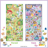 A sticker sheet that depicts the activities of everyday life that goes on in the forest. The plump form and childlike humorous expression will make you feel like you've stepped into the world of a game, a bright and colorful addition to your pages.

• This package includes 1&nbsp;sheet of sticker
• Material: Transparent PET
• Package measures approx. 8" x 3.5"
• Made in Japan