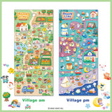 A sticker sheet that depicts the small chores of everyday life that goes on in a bustling village in the evening. The plump form and childlike humorous expression will make you feel like you've stepped into the world of a game, a bright and colorful addition to your pages.

• This package includes 1&nbsp;sheet of sticker
• Material: Transparent PET
• Package measures approx. 8" x 3.5"
• Made in Japan