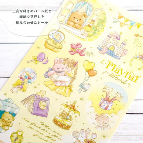 This series is filled with wishes to make your everyday life more wonderful so you can stay cute. The stickers use elegant lustrous pearl paper, finished with delicate gold foil stamping throughout.

• This package includes 1&nbsp;sheet of sticker
• Material: Paper
• Package measures approx. 7" x 3.5"
• Made in Japan