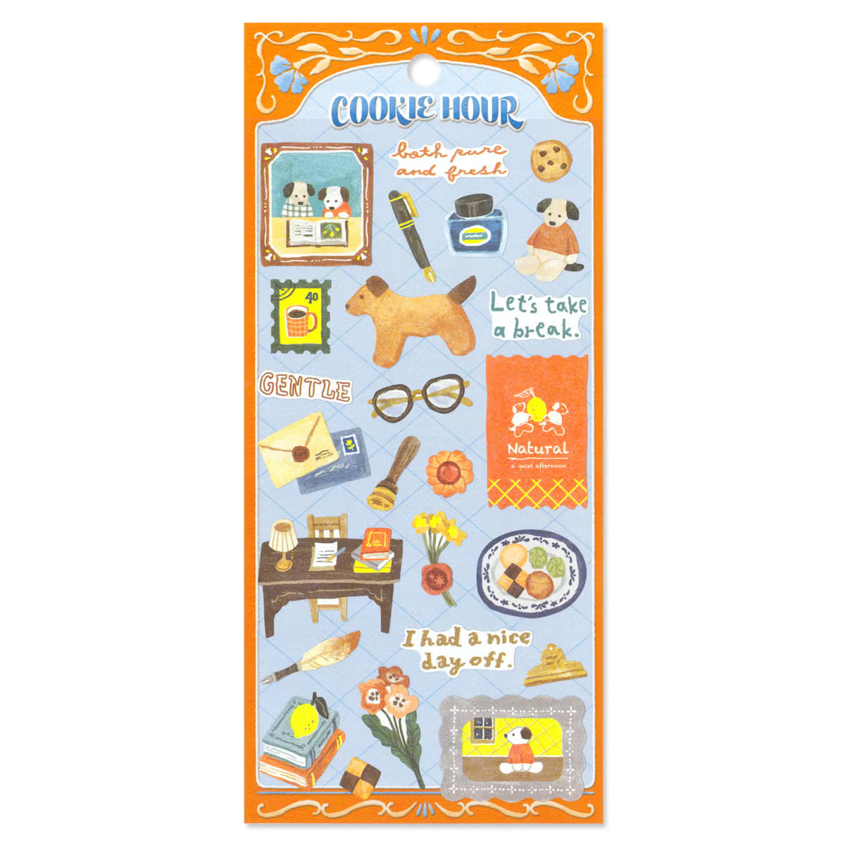 This animal illustration sticker series features cookie-themed pieces! These stickers are perfect for journaling, scrapbooking, and marking your calendar.&nbsp;

• This package includes 1&nbsp;sheet of sticker
• Material: Washi Cotton
• Package measures approx. 8" x 3.5"
• Made in Japan