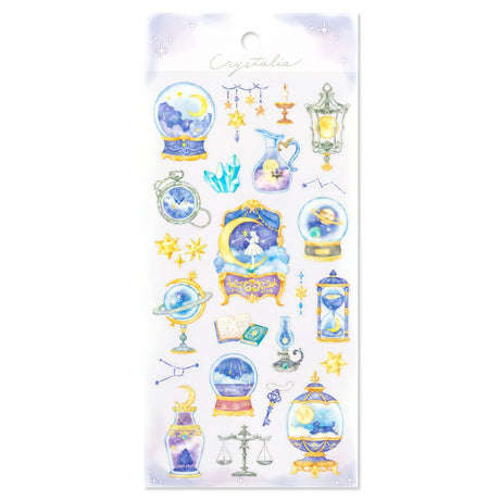 This is an illustration sticker that traps a fantasy world view and motif in a glass container like a snow globe or terrarium. It is a sparkling hologram specification.

• This package includes 1&nbsp;sheet of sticker
• Material: Transparent PET Hologram Lamination
• Package measures approx. H202 x W93 x D1mm
• Made in Japan
