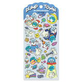 The daily lives of creatures living in the always fun 'Pump Town' are now available as stickers! Whether you're excited or lazy, it's a town where you can do anything. These stickers are perfect for journaling, scrapbooking, and marking your calendar.&nbsp;

• This package includes 1&nbsp;sheet of sticker
• Material: PET Tape
• Package measures approx. 8" x 3.5"
• Made in Japan