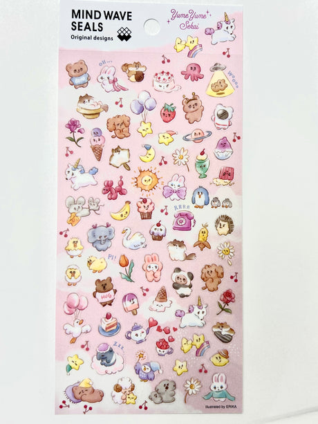 Mind Wave Seals Yume Yume Sekai Sticker Sheet

These mini-sized stickers features designs inspired typical instances in daily life that can be added to your planner or journal! Mini-sized stickers of new characters will join the ranks, and you're sure to find your favorite character...!

Includes ONE sticker sheet.