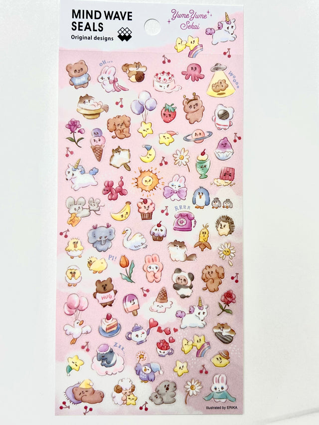 Mind Wave Seals Yume Yume Sekai Sticker Sheet

These mini-sized stickers features designs inspired typical instances in daily life that can be added to your planner or journal! Mini-sized stickers of new characters will join the ranks, and you're sure to find your favorite character...!

Includes ONE sticker sheet.