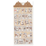 Sheet of animal stickers with a house-shaped packaging on a white background