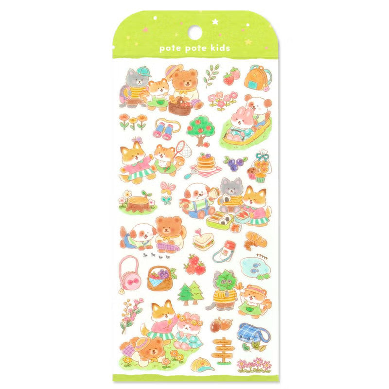 A sticker sheet that depicts the small drama of everyday life woven by a group of six good friends. The plump form and childlike humorous expression will add a healing touch just by attaching it to a notebook or card!

• This package includes 1 sheet of sticker
• Material: Transparent PET, Matte varnish
• Package measures approx. 8" x 3.5"
• Made in Japan