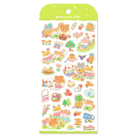 A sticker sheet that depicts the small drama of everyday life woven by a group of six good friends. The plump form and childlike humorous expression will add a healing touch just by attaching it to a notebook or card!

• This package includes 1 sheet of sticker
• Material: Transparent PET, Matte varnish
• Package measures approx. 8" x 3.5"
• Made in Japan