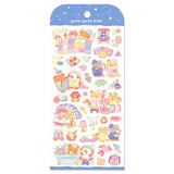A sticker sheet that depicts the small drama of everyday life woven by a group of six good friends. The plump form and childlike humorous expression will add a healing touch just by attaching it to a notebook or card!

• This package includes 1 sheet of sticker
• Material: Transparent PET, Matte varnish
• Package measures approx. 8" x 3.5"
• Made in Japan