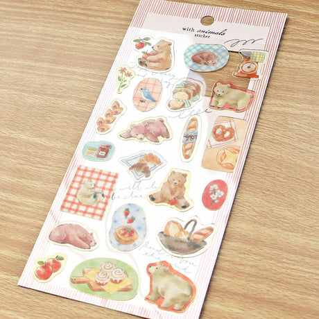 An illustration sticker with the theme of the peaceful daily life of animals is now available!
It features a gold rim around the seal.
Please also pay attention to the sheer piece design.