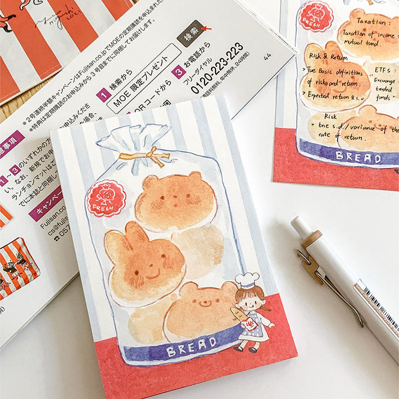 Molinta - Bag Of Bread A7 Memo Pad

Enjoy 50 sheets of this bread inspired memo pad to add to your writing experience!

Specifications: 80mmx120mm
Material: 100g white kraft paper
Number of pages: 50