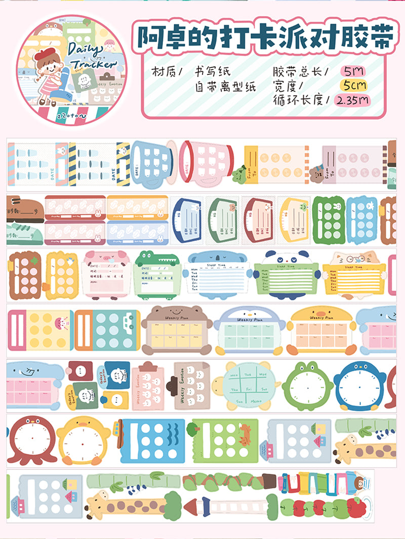 Molinta - Daily Tracker Washi Sticker Roll Sticky