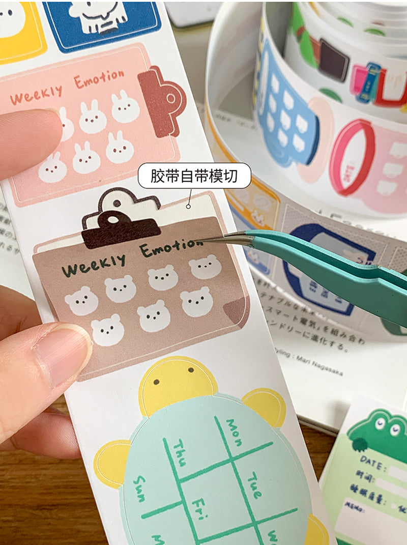 Molinta - Daily Tracker Washi Sticker Roll Sticky Notes Kiss Cut