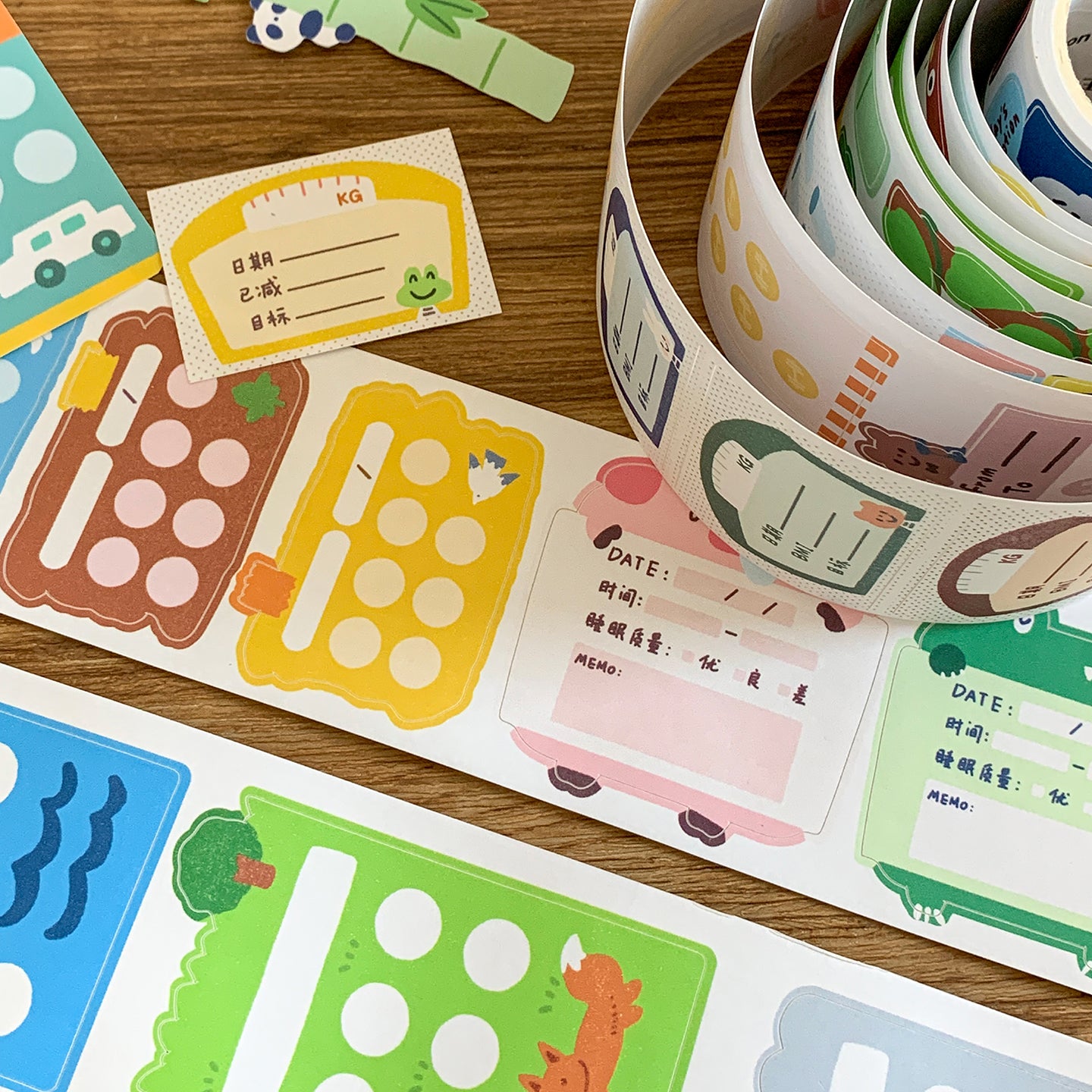 Molinta - Daily Tracker Washi Sticker Roll Sticky Notes Kiss Cut Tracker Sticker Die Cut