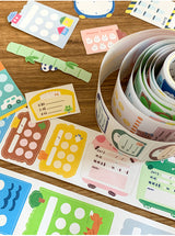 Molinta - Daily Tracker Washi Sticker Roll Sticky Notes Kiss Cut Tracker Sticker Die Cut Journaling Washi Tape