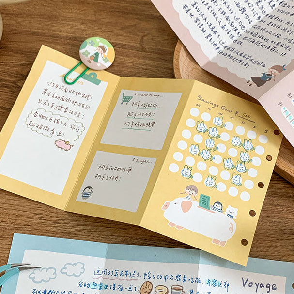 Molinta - Financial Plan M5 Tri-Fold Pages

Designed to help you track expenses and build better financial habits, these inserts fold out for extra writing space while still fitting perfectly into your M5 binder.

Specifications: 183mmx105mm
Material: 120g white craft

Number of pages: 10